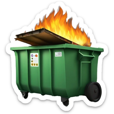 Dumpster fire big flames sticker