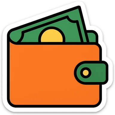 Add a coin partially inside the wallet, keep the color outline icon style, no background. sticker