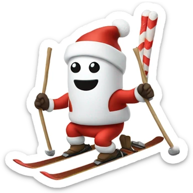Marshmallow skiing on Santa  sticker
