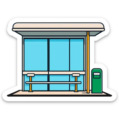group of people standing at a bus stop sticker