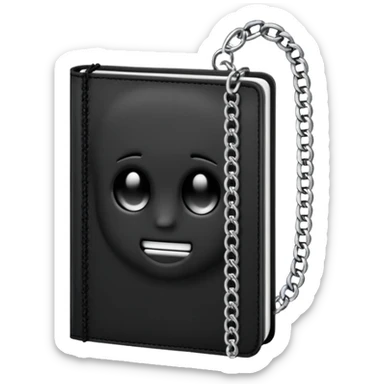 emo black notebook with a chain sticker
