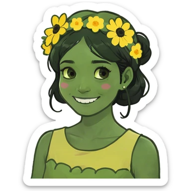 smiling girl with black hair sticker