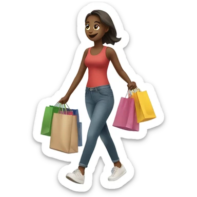 girl walking with lots of shopping bags sticker