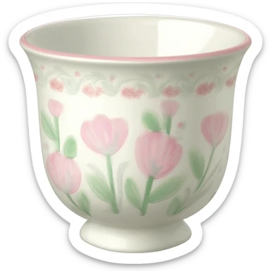 A simply beautiful whimsical antique Cottagecore patterned cup, isolated  sticker