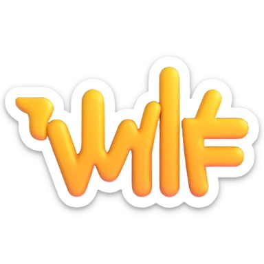 colorful 3D circular emoji with the word 'wtf' in the center in a modern font sticker