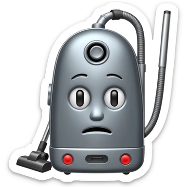 vacuum with a sad face in it sticker