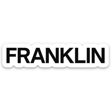 'FRANKLIN' word mark, uppercase, modern Helvetica-style, startup branding, black sticker