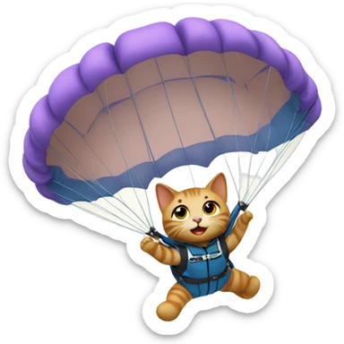 Kitty skydiving with a parachute sticker