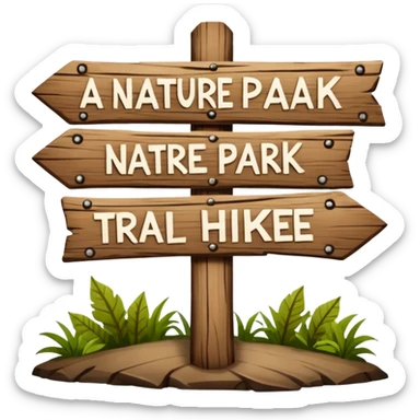 wooden nature park hike trail sign sticker