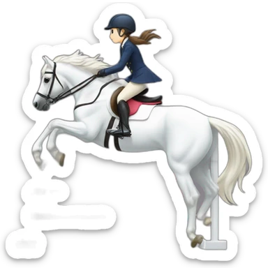 white-hourse-with-olympics-jumping-compelition-rider—japanese-girl sticker