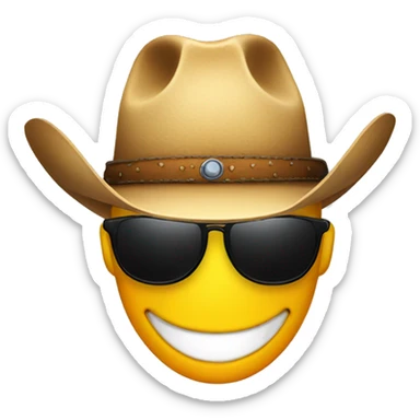 Smiley face with sunglasses and cowboy hat sticker