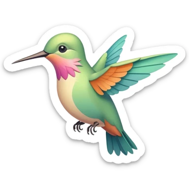 stylized colibri bird, pastel warm tones, minimal details emoji style sticker