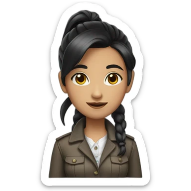 girl in detective dress fair skin black hair ponytail  sticker