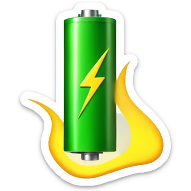 simple vertical green battery with yellow lightning logo on it sticker