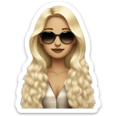 Beautiful long hair blonde with fur coat and sunglasses sticker