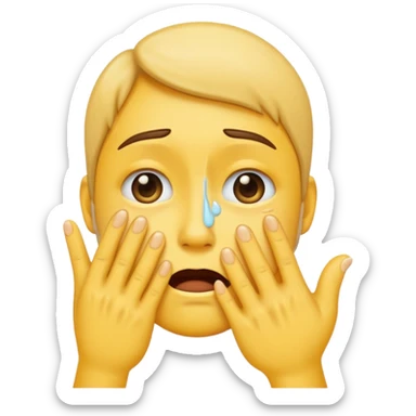 Face emoji crying with hand in front of face sticker