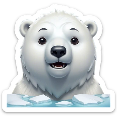 Cinematic Comical Polar Bear Portrait Emoji, Head tilted dramatically with an exaggeratedly shocked expression, featuring a robust, snowy build with wide, comically expressive eyes full of humorous disbelief, Simplified yet hilariously expressive features, highly detailed, glowing with a slightly sassy polar glow, high shine, dramatic yet playful, stylized with an air of quirky arctic attitude, soft glowing outline, capturing the essence of a meme-worthy polar bear that appears ready to side-eye its way into viral fame! sticker