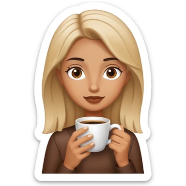 Una chica  trigueña  tomando café  sticker