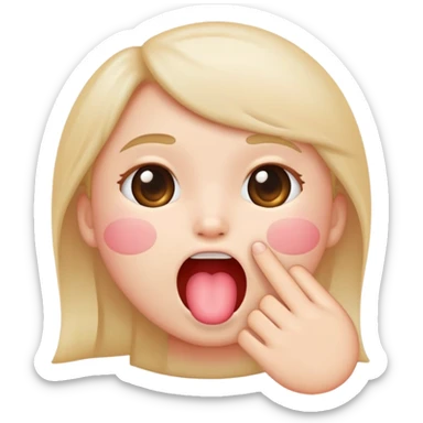 Cute blushed iphone emoji finger inside mouth sticker