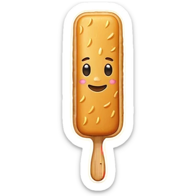 Create an emoji-style illustration of a tequeño, a traditional Venezuelan snack. It should look like a small, golden-brown, fried cheese stick with a smooth, slightly crispy exterior. Use simple shapes, clean lines, and vibrant colors to match modern emoji aesthetics sticker