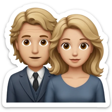Married couple male dirty blonde hair and female brown wavy hair sticker