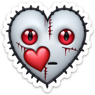 gothic emo broken heart with stitches sticker