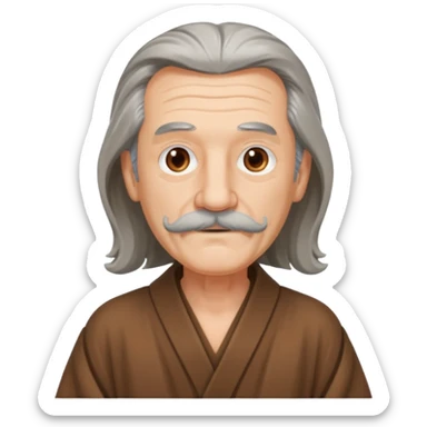 old man long hair long mustache in a warm robe sticker