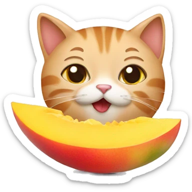 Cat eating mango sticker