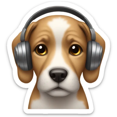Dog with headphones and cup sticker