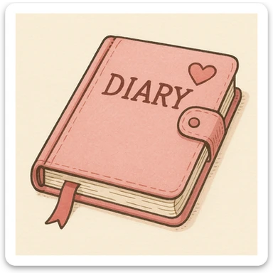 pink diary, generic illustration style sticker