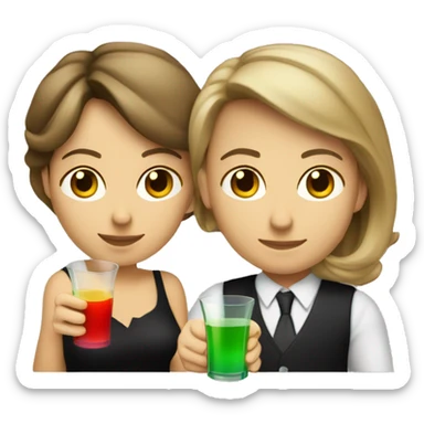 A Caucasian male and female, having drinks in a casino sticker