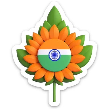Indian flag, tricolor with saffron, white, and green horizontal stripes and a blue Ashoka Chakra in the center sticker