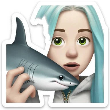billie eilish holding a shark sticker