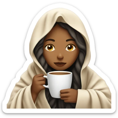 girl inside a blanket sipping coffee eyes closed sticker