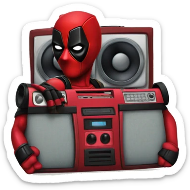 Deadpool with boombox sticker