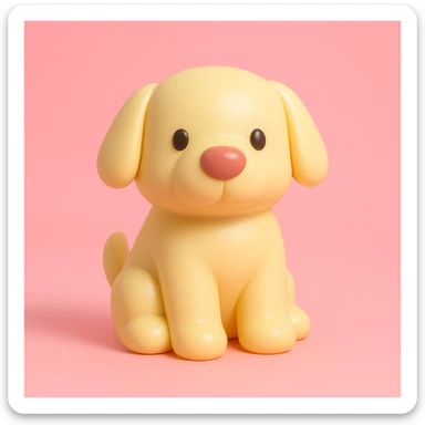               Transform {subject} into a soft vinyl figure with a smooth, glossy surface. The material should look slightly rubbery and tactile, with minimalistic curves and a matte-gloss hybrid finish. Use pastel or soft solid colors. The surface is seamless, with no visible textures or roughness. Studio lighting, vibrant background, clean, playful, designer toy aesthetic. {subject} = dog sticker