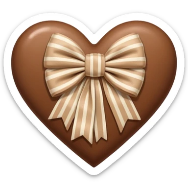 brown pastel heart with a beige striped bow sticker