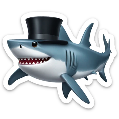 Shark with a top hat sticker
