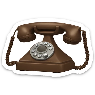 Vintage corded phone brown sticker