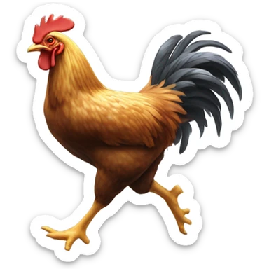 Chicken getting chased by a rooster sticker