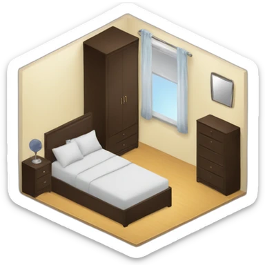 bedroom for men with a mirror and closet sticker