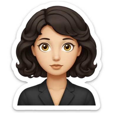 This avatar has tightly curled dark hair styled upward, a rounded face with golden-brown eyes, and a neutral expression sticker