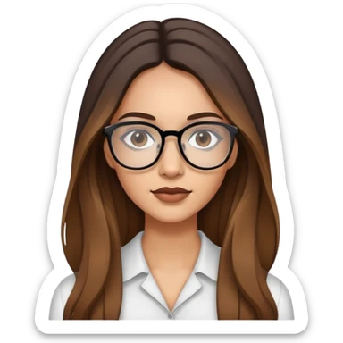 Light skinneda attractive Woman with dark roots brown  balayaged long hair and quadratic thin glasses sticker