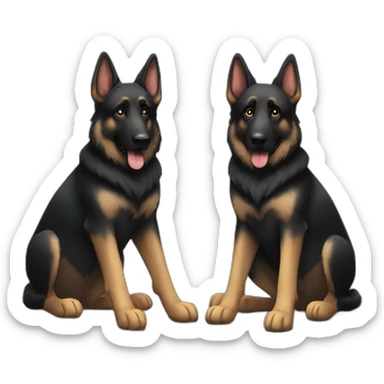 2 black german shepherds sitting next to each other sticker