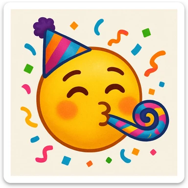 emoji with face with party horn and party hat sticker
