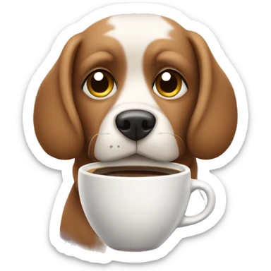 Dog with a cup of coffee sticker
