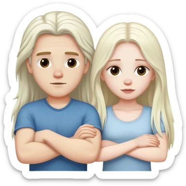 A white boy and a white long-haired girl crossed their arms over their chests sticker