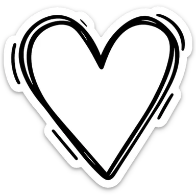 heart with a playful doodle outline sticker
