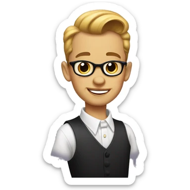 1950s cartoon style classy boy sticker