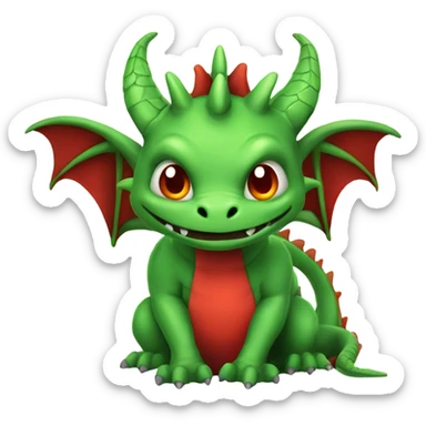graoully dragon, green body and red back, again closer sticker